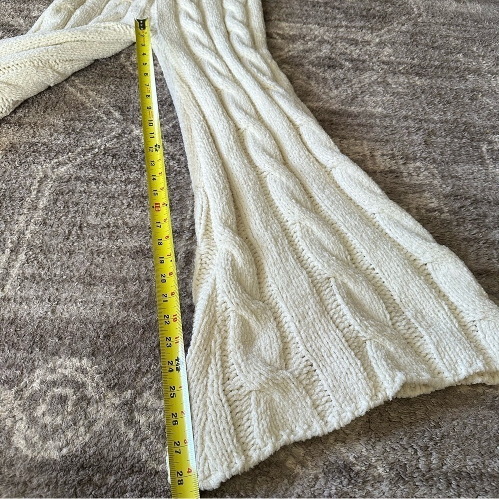 NWT Free People Cozy Mountain Cable Knit Flare Pants Ivory Heavyweight - Picture 5 of 8